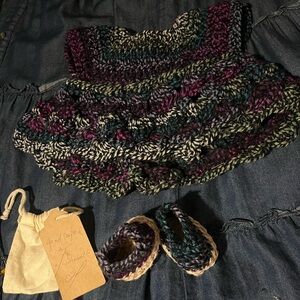 Hand chrochet baby girl multicolor baby doll dress